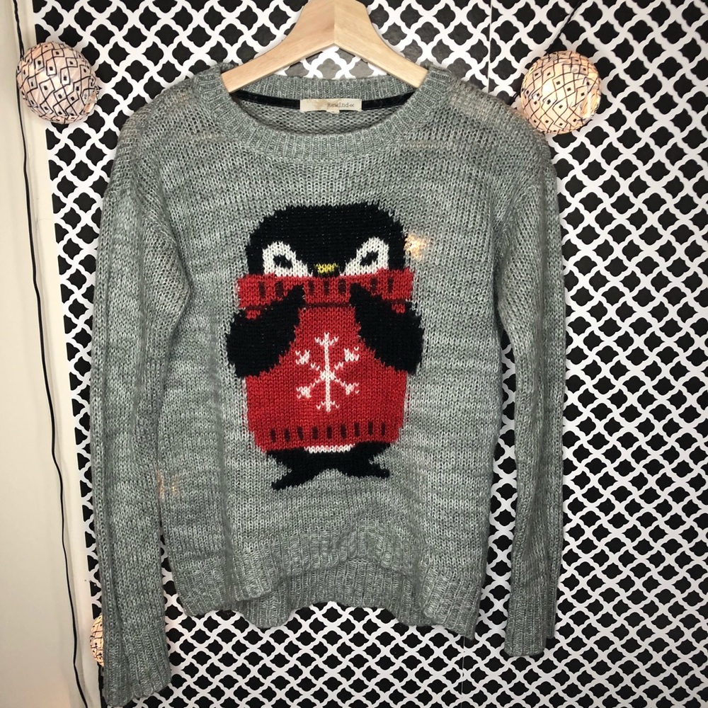 Grey knitted penguin sweater